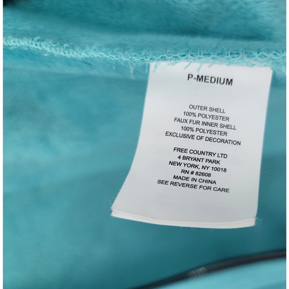 Free Country Women's Petite Medium Softshell Jacket Aqua Hooded Zip Fleece Lined - Picture 6 of 7